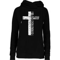 Cross With Philippians 413 Christian Womens Funnel Neck Pullover Hood