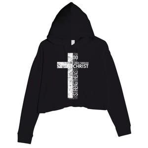 Cross With Philippians 413 Christian Crop Fleece Hoodie