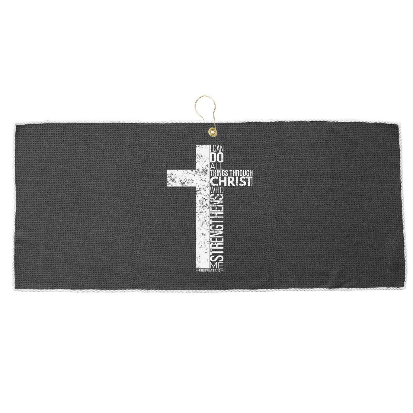 Cross With Philippians 413 Christian Large Microfiber Waffle Golf Towel