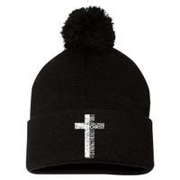 Cross With Philippians 413 Christian Pom Pom 12in Knit Beanie