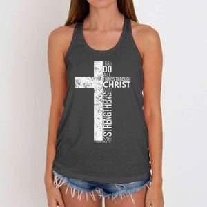 Cross With Philippians 413 Christian Women's Knotted Racerback Tank