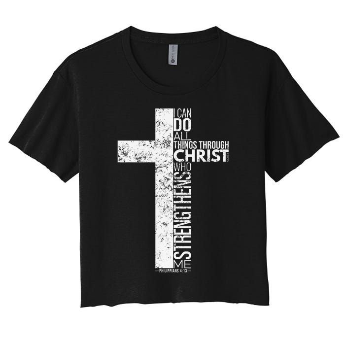 Cross With Philippians 413 Christian Women's Crop Top Tee