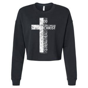 Cross With Philippians 413 Christian Cropped Pullover Crew