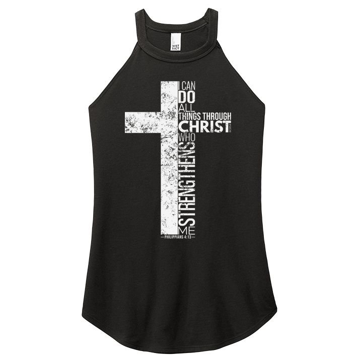 Cross With Philippians 413 Christian Women's Perfect Tri Rocker Tank