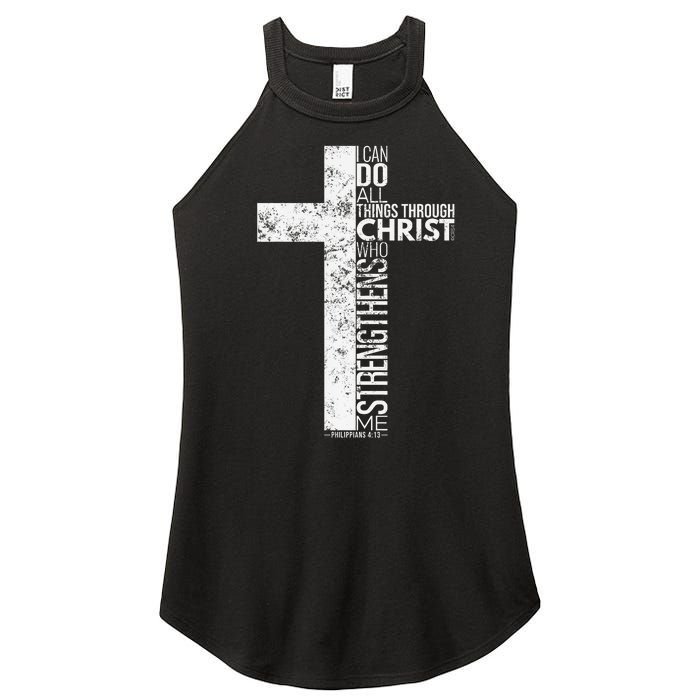 Cross With Philippians 413 Christian Women's Perfect Tri Rocker Tank