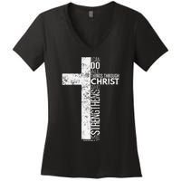 Cross With Philippians 413 Christian Women's V-Neck T-Shirt