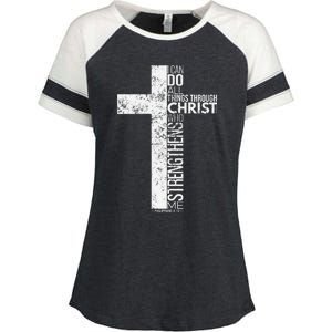 Cross With Philippians 413 Christian Enza Ladies Jersey Colorblock Tee