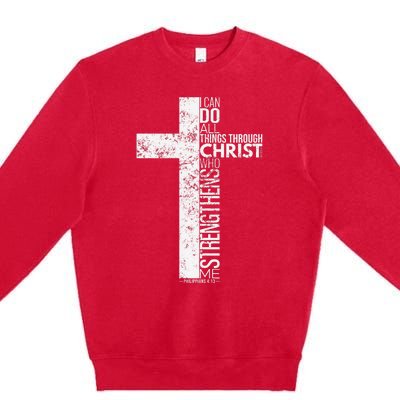 Cross With Philippians 413 Christian Premium Crewneck Sweatshirt