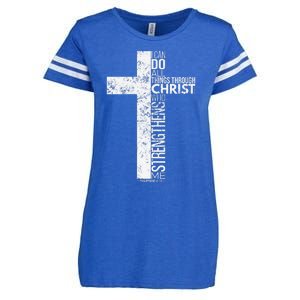 Cross With Philippians 413 Christian Enza Ladies Jersey Football T-Shirt