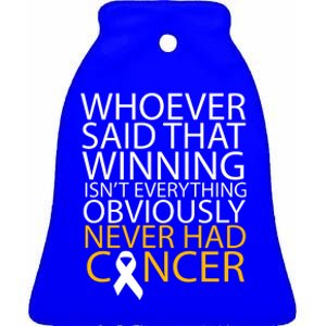 Cancer Winner Quote Ceramic Bell Ornament