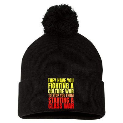 Class War Quote Anti Culture War Propaganda Radical Leftist Pom Pom 12in Knit Beanie