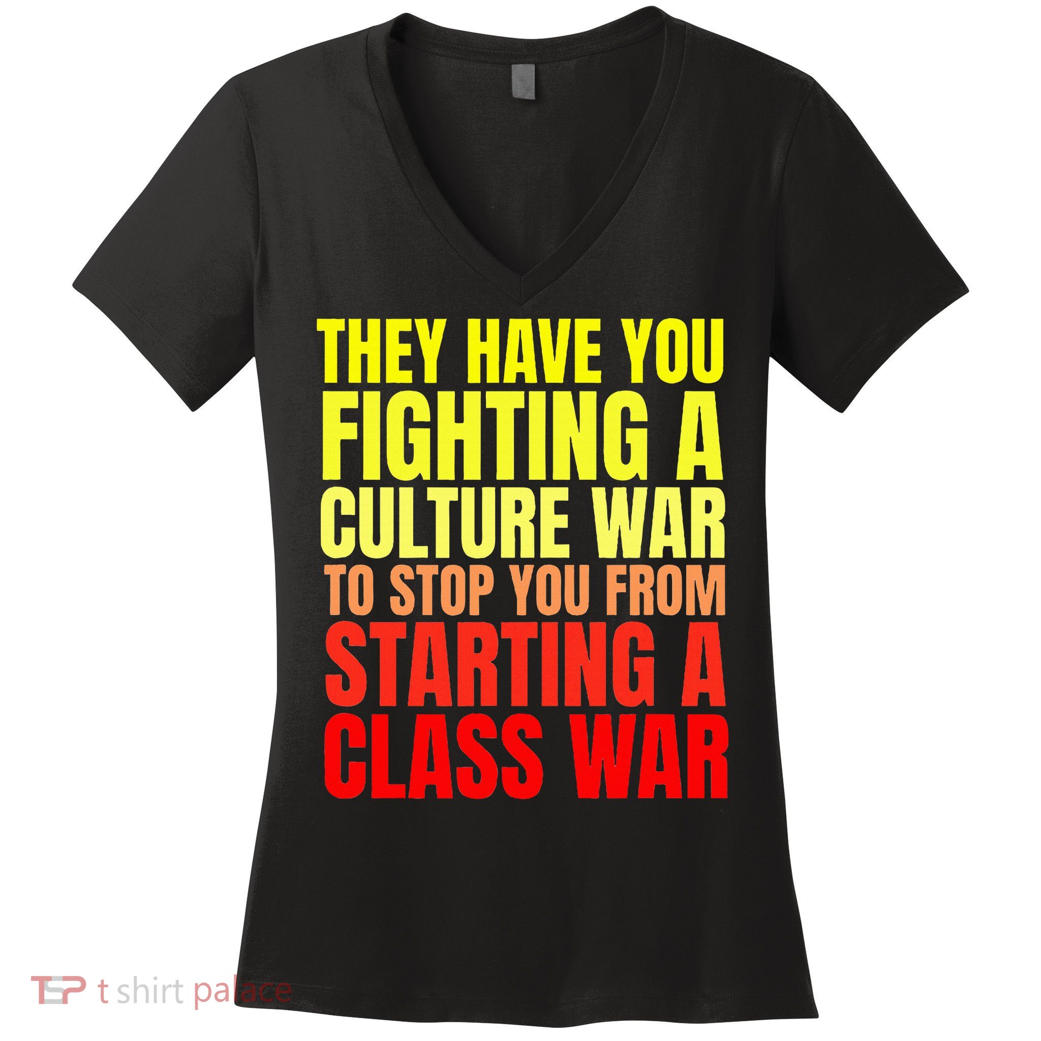 Class War Quote Anti Culture War Propaganda Radical Leftist Women's V-Neck T-Shirt