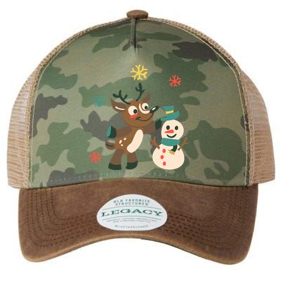 Cute Winter Reindeer Snowman Best Friends Legacy Tie Dye Trucker Hat