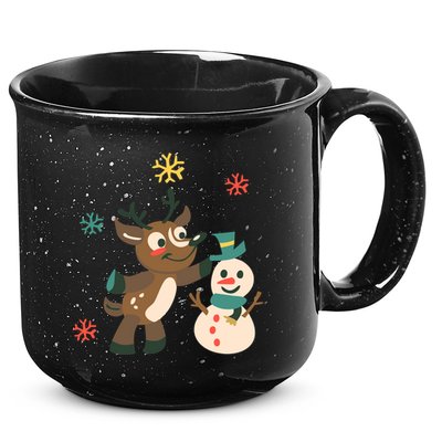 Cute Winter Reindeer Snowman Best Friends 15oz Campfire Ceramic Mug