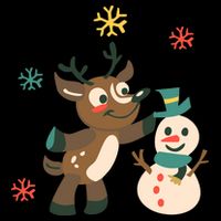 Cute Winter Reindeer Snowman Best Friends Flatbill Hat