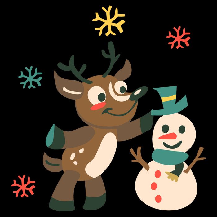 Cute Winter Reindeer Snowman Best Friends Flatbill Hat