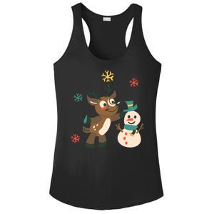 Cute Winter Reindeer Snowman Best Friends Ladies PosiCharge Competitor Racerback Tank