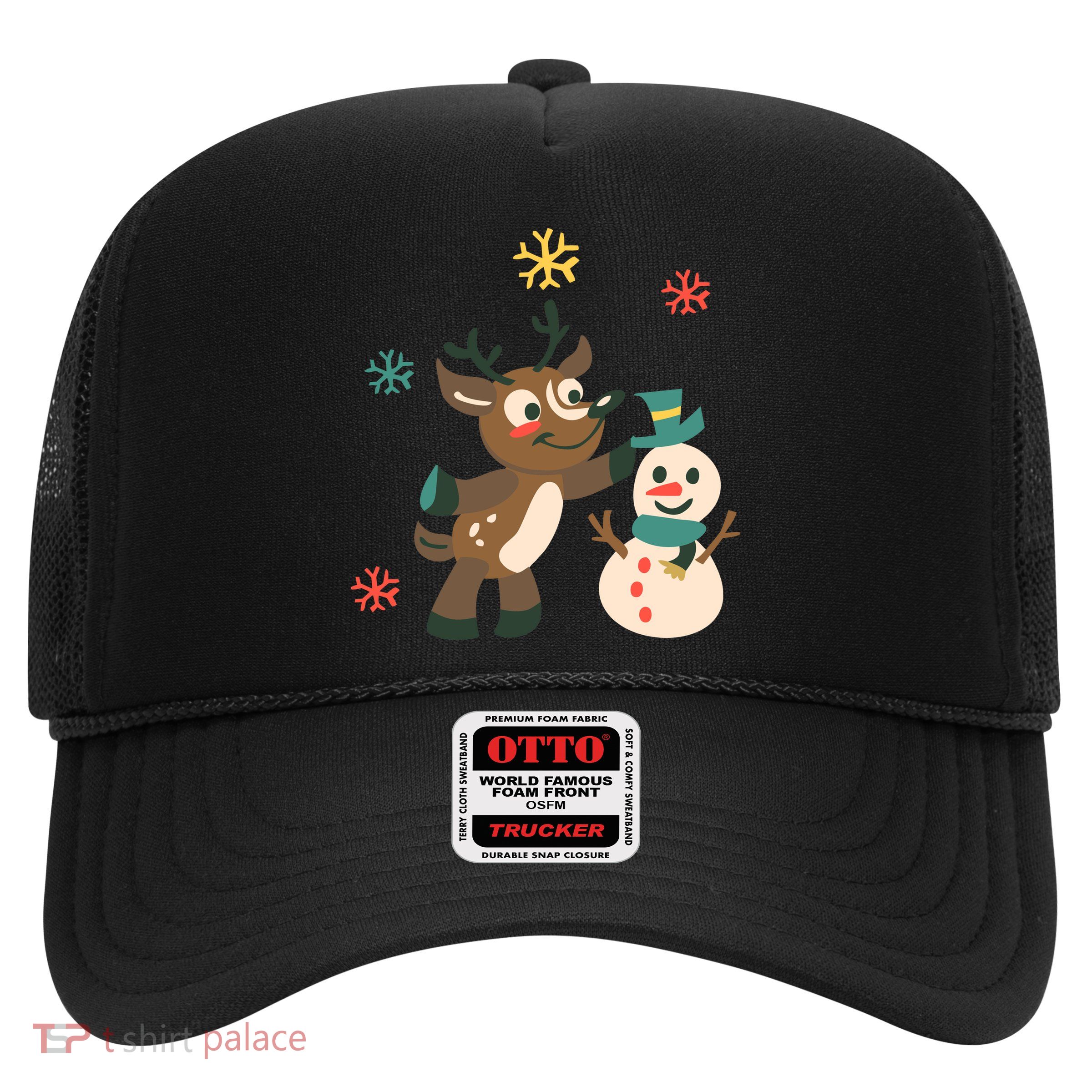 Cute Winter Reindeer Snowman Best Friends Trucker Hat