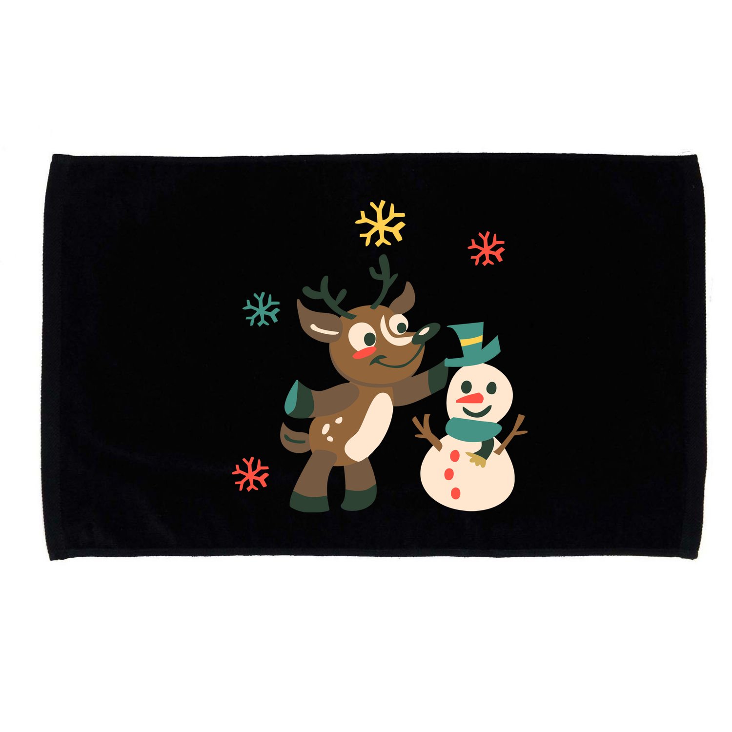 Cute Winter Reindeer Snowman Best Friends Microfiber Hand Towel