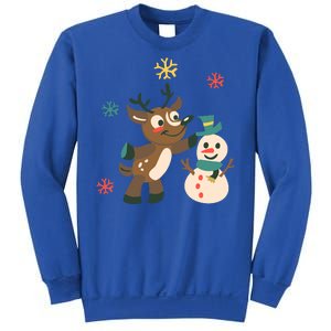 Cute Winter Reindeer Snowman Best Friends Sweatshirt