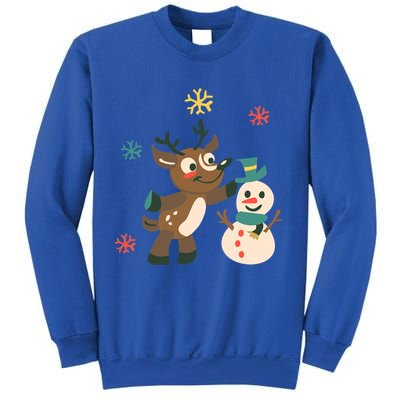 Cute Winter Reindeer Snowman Best Friends Sweatshirt