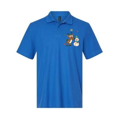 Cute Winter Reindeer Snowman Best Friends Softstyle Adult Sport Polo