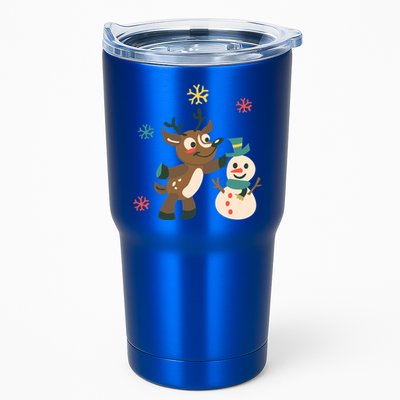 Cute Winter Reindeer Snowman Best Friends Tumbler