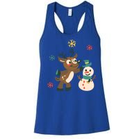 Cute Winter Reindeer Snowman Best Friends Women's Racerback Tank