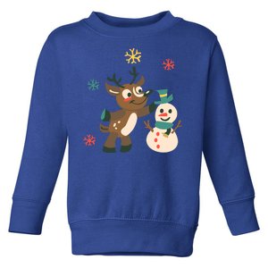 Cute Winter Reindeer Snowman Best Friends Toddler Sweatshirt