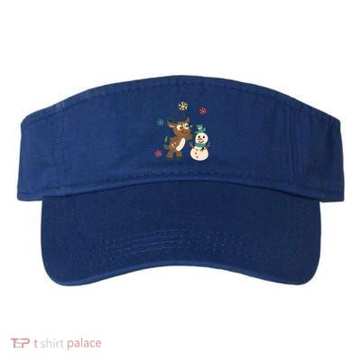 Cute Winter Reindeer Snowman Best Friends Valucap Bio-Washed Visor