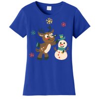 Cute Winter Reindeer Snowman Best Friends Women's T-Shirt