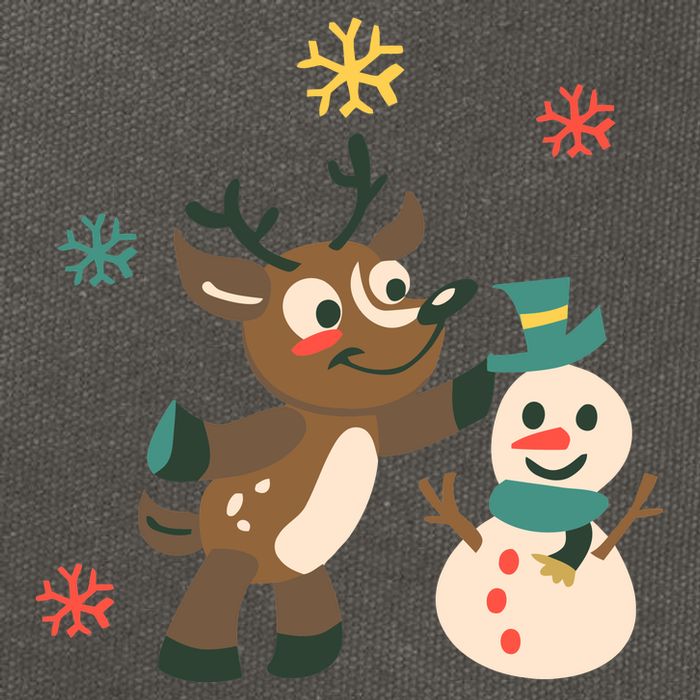 Cute Winter Reindeer Snowman Best Friends Cotton Canvas Backpack