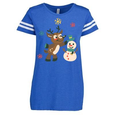 Cute Winter Reindeer Snowman Best Friends Enza Ladies Jersey Football T-Shirt