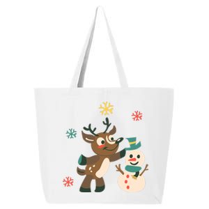 Cute Winter Reindeer Snowman Best Friends 25L Jumbo Tote