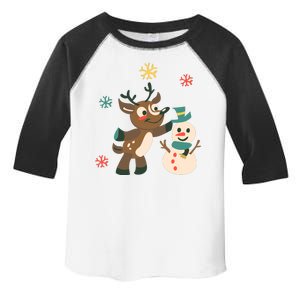 Cute Winter Reindeer Snowman Best Friends Toddler Fine Jersey T-Shirt