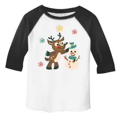 Cute Winter Reindeer Snowman Best Friends Toddler Fine Jersey T-Shirt