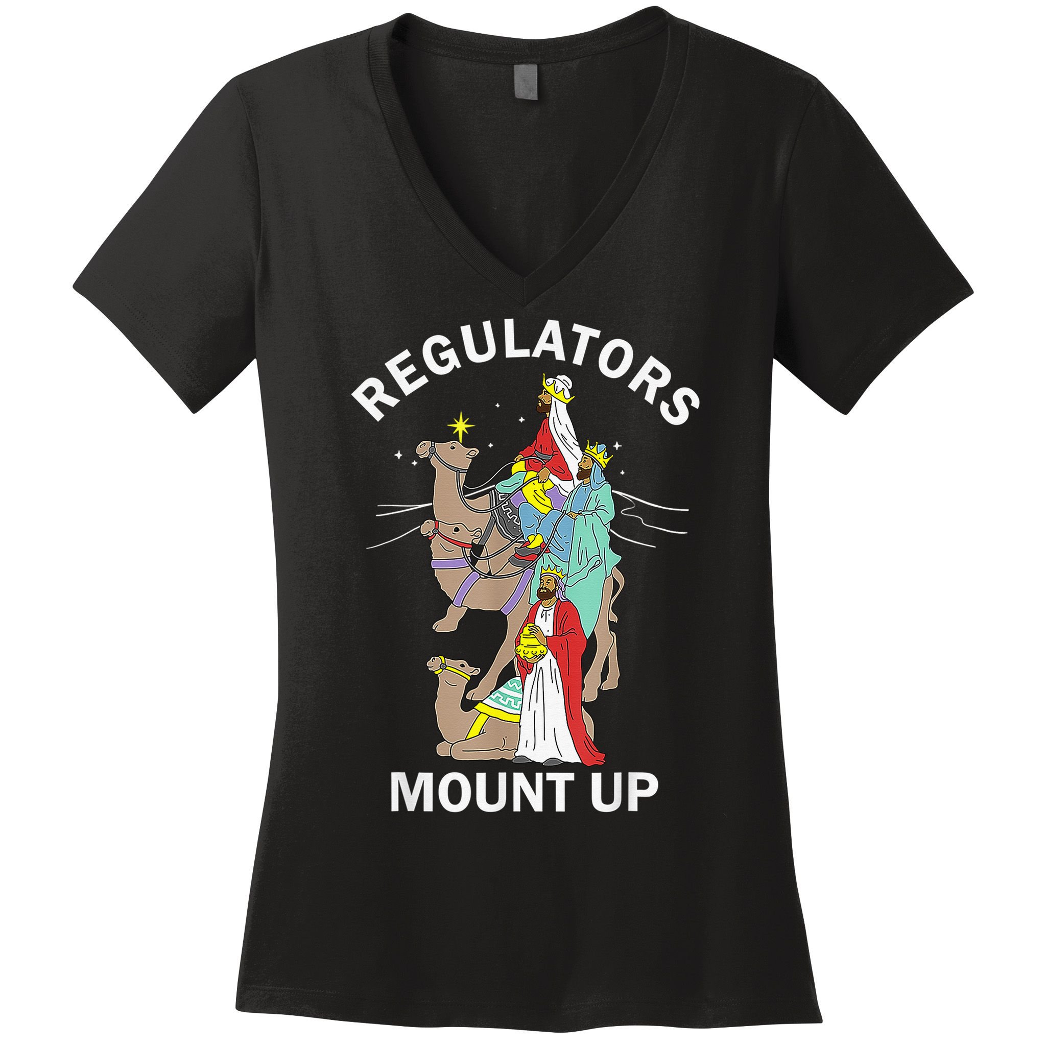 Christian Wise Regulators Mount Up Christmas Women's V-Neck T-Shirt