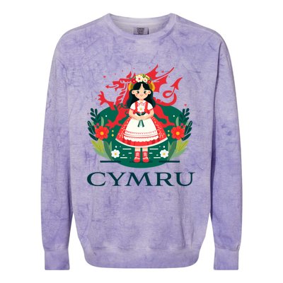 Cymru Wales Red Welsh Dragon Gift Colorblast Crewneck Sweatshirt