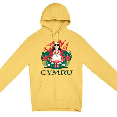 Cymru Wales Red Welsh Dragon Gift Premium Pullover Hoodie