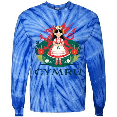 Cymru Wales Red Welsh Dragon Gift Tie-Dye Long Sleeve Shirt