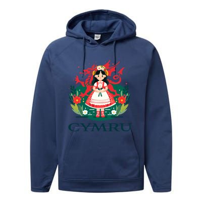 Cymru Wales Red Welsh Dragon Gift Performance Fleece Hoodie