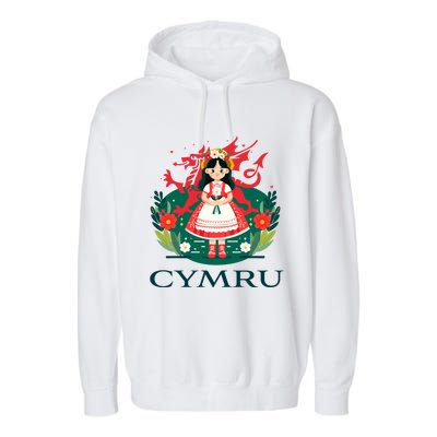 Cymru Wales Red Welsh Dragon Gift Garment-Dyed Fleece Hoodie