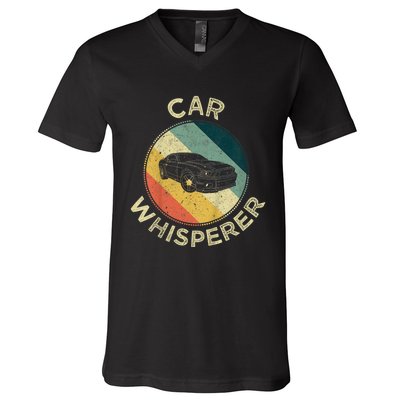 Car Whisperer Retro Vintage Auto Mechanic Fixer Racer Gift V-Neck T-Shirt