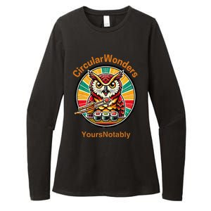 Circular Wonders Retro Owl Sushi And Chopsticks Womens CVC Long Sleeve Shirt