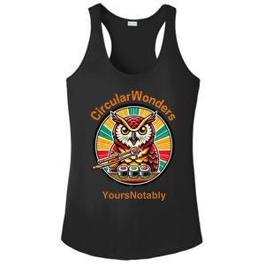 Circular Wonders Retro Owl Sushi And Chopsticks Ladies PosiCharge Competitor Racerback Tank