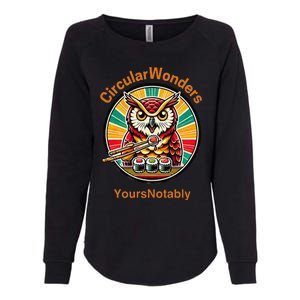 Circular Wonders Retro Owl Sushi And Chopsticks Womens California Wash Sweatshirt