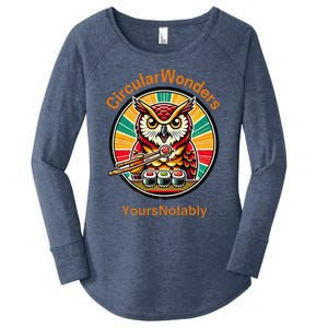 Circular Wonders Retro Owl Sushi And Chopsticks Women's Perfect Tri Tunic Long Sleeve Shirt