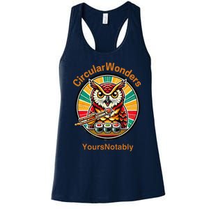 Circular Wonders Retro Owl Sushi And Chopsticks Women's Racerback Tank