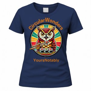 Circular Wonders Retro Owl Sushi And Chopsticks Women's T-Shirt