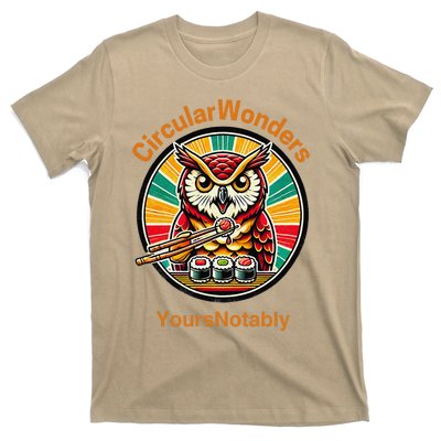 Circular Wonders Retro Owl Sushi And Chopsticks T-Shirt